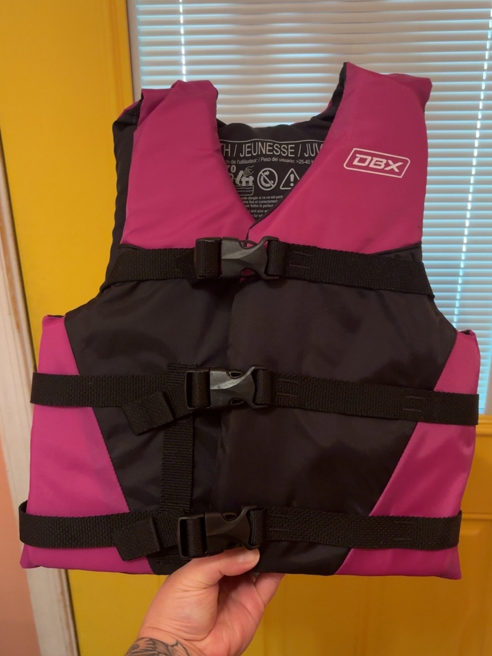DBX Kids Pink and Black Life Jacket - Youth Swim Vest